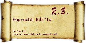 Ruprecht Béla névjegykártya